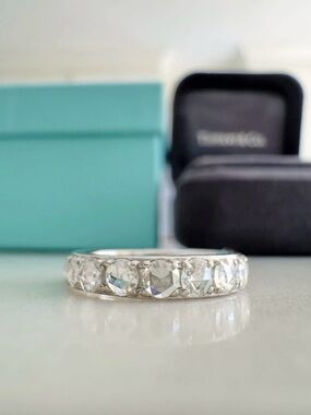 Tiffany & Co. Metro Rose Cut Diamonds 18k White Gold Eternity Band Size 5.25-5.5